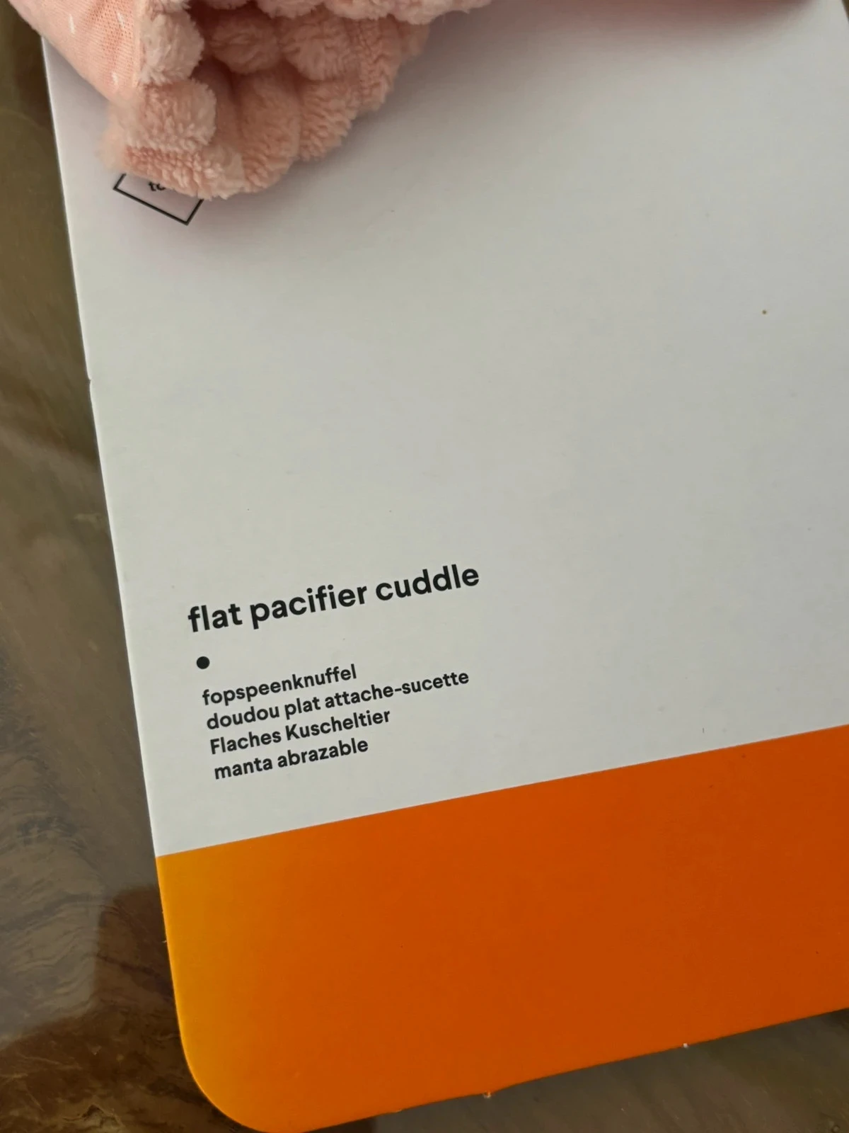 Doudou plat lapin rose abricot attache sucette Trixie – photo 7